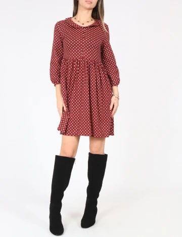 Rochie medie Zara, visiniu/ecru Rosu