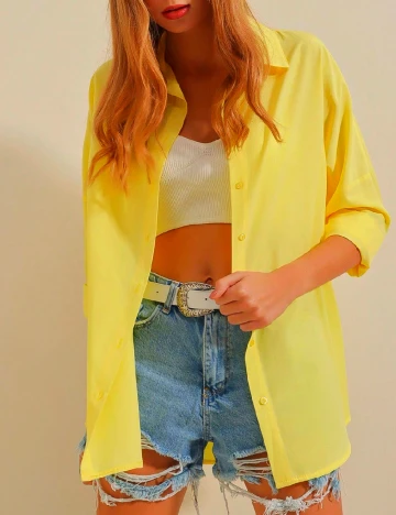 Camasa Oversize SHEIN, galben Galben