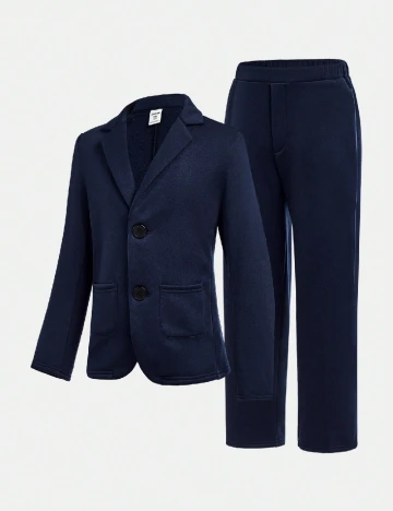 Costum Shein Kids, bleumarin Albastru