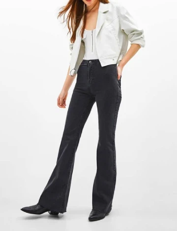 Blugi Bershka, gri inchis Gri