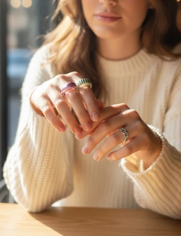 Set Inele 3 bucati Bershka, mix culori Mix culori