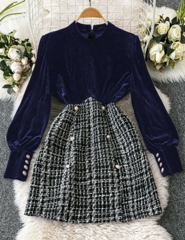 Rochie scurta SHEIN, bleumarin/negru Negru