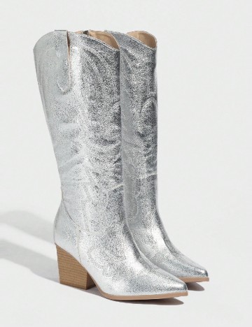 
						Cizme SHEIN, argintiu