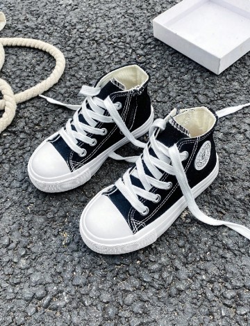 
						Tenisi Shein Kids, alb/negru