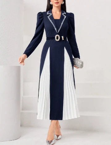 Rochie medie SHEIN, bleumarin/alb Albastru