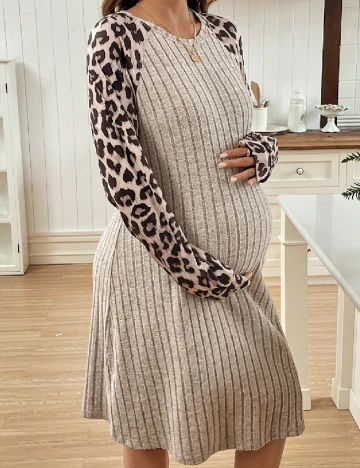 Rochie medie SHEIN Maternity, crem/negru Crem