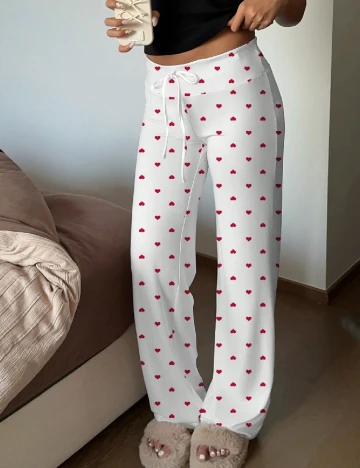 Pantaloni de pijama SHEIN, alb Alb