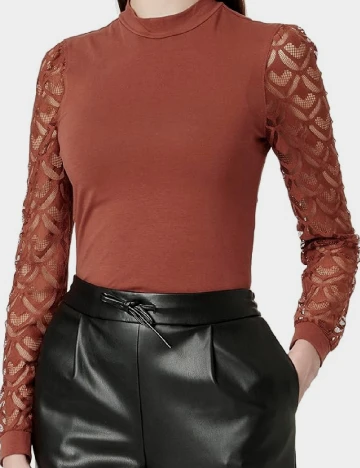 Bluza Only Carmakoma, caramiziu