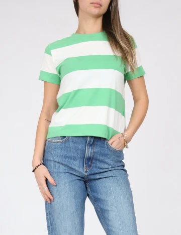 Tricou Jacqueline de Yong, verde/alb Verde