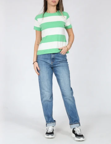 Tricou Jacqueline de Yong, verde/alb Verde