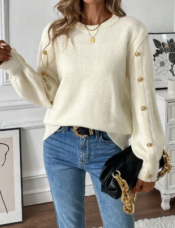 Pulover SHEIN, alb Alb