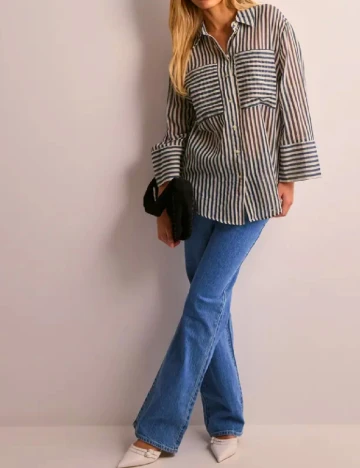 Camasa Jacqueline de Yong, alb/albastru Albastru