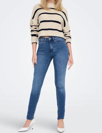 
						Pulover Only, bej/bleumarin