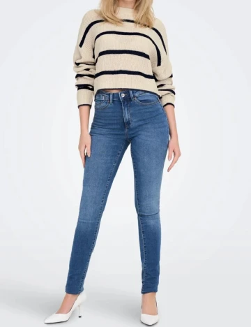 Pulover Only, bej/bleumarin Crem