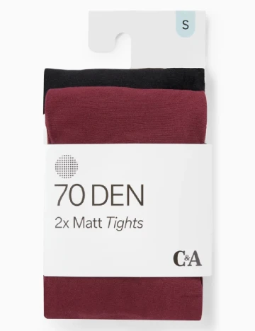 Set ciorapi 70 DEN 2 perechi C&A, rosu/negru