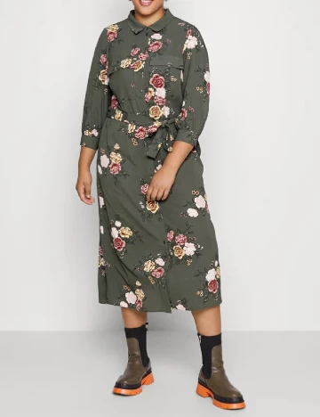 Rochie medie Only Carmakoma, verde Verde