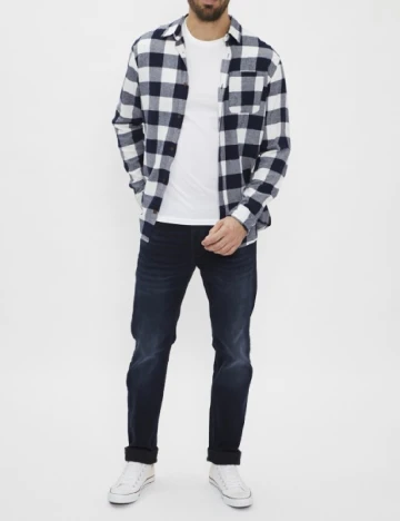 Camasa Jack&Jones, bleumarin/alb Albastru