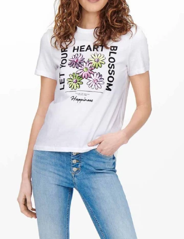 Tricou Only, alb Alb