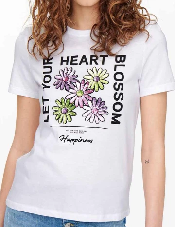 Tricou Only, alb Alb