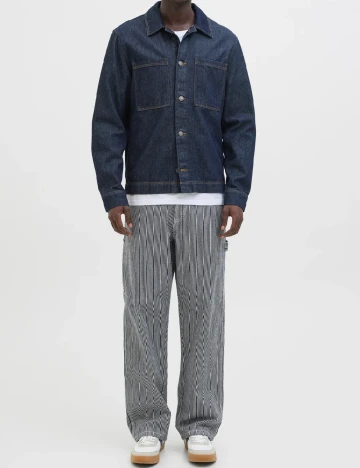 Pantaloni Jack&Jones, bleumarin/alb Albastru