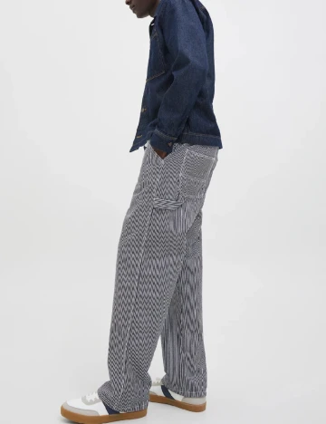 Pantaloni Jack&Jones, bleumarin/alb Albastru