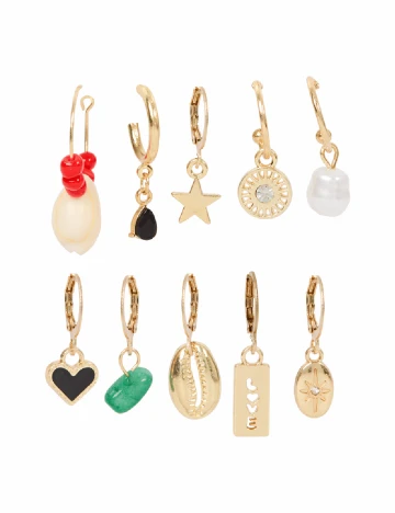 Set Cercei 10 bucati Trendz, auriu Galben