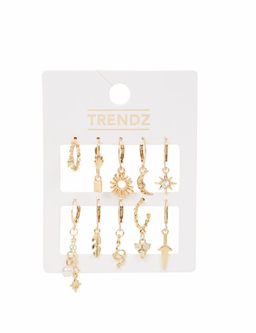 
						Set Cercei 10 bucati Trendz, auriu