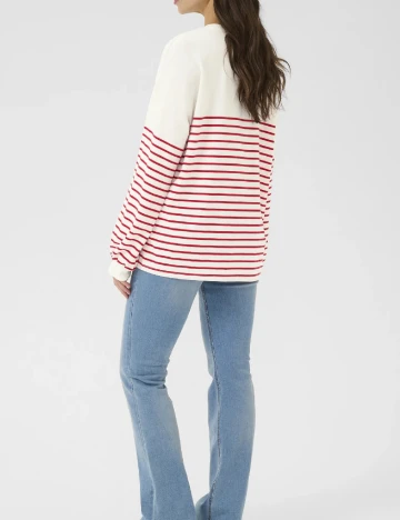 Bluza Oversize Cream, alb/rosu Alb