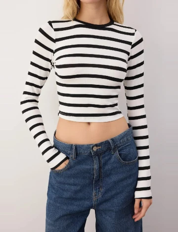 Bluza TRENDYOL, negru/alb Negru