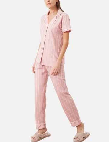 Pijama TRENDYOL, roz/alb Roz