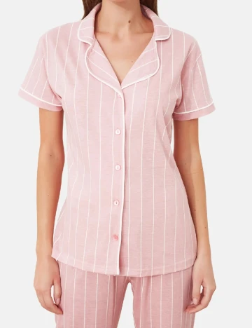 Pijama TRENDYOL, roz/alb Roz