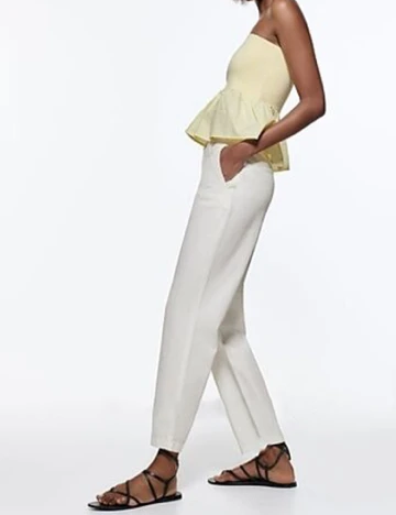 Pantaloni Zara, alb Alb