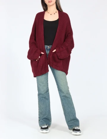 Cardigan Oversize Pull&Bear, visiniu