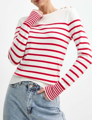 
						Bluza Morgan de toi, alb/rosu