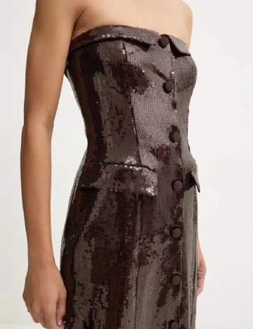 Rochie lunga Rotate, maro