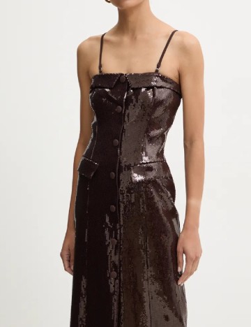 Rochie lunga Rotate, maro