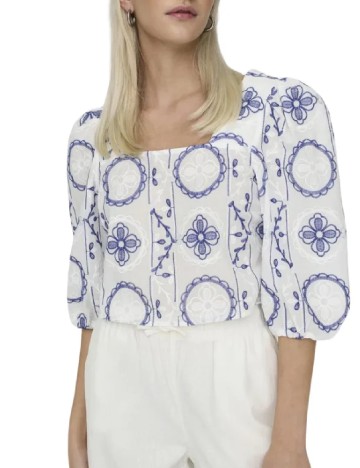 
						Bluza Only, alb/albastru