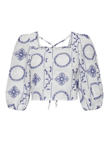 Bluza Only, alb/albastru