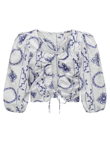 Bluza Only, alb/albastru