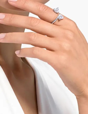 Inel Attract Soul placat cu rodiu Swarovski, argintiu