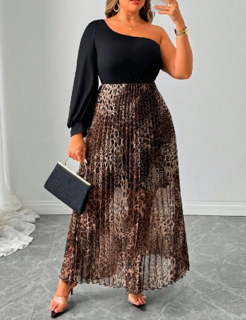 
						Rochie lunga SHEIN CURVE, animal print/negru