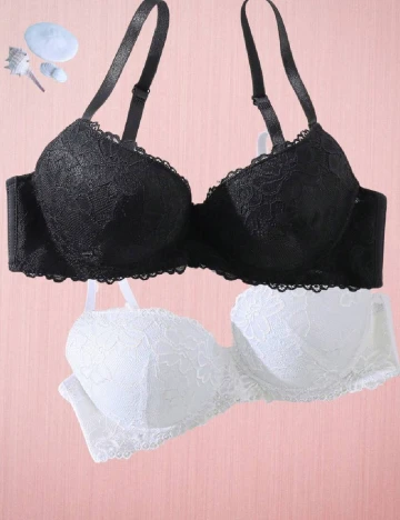 Set sutiene 2 bucati SHEIN, alb/negru