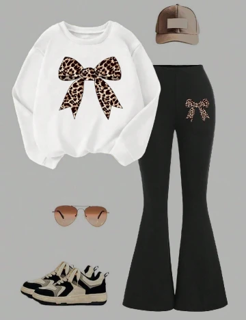 Compleu Shein Kids, alb/negru