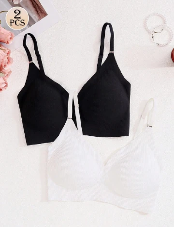 Set bustiere 2 bucati SHEIN, alb/negru