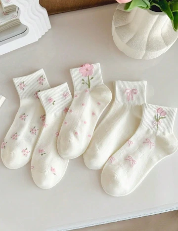 Set sosete 5 perechi Shein Kids, alb