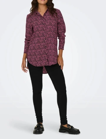 Camasa Oversize Jacqueline de Yong, negru/roz