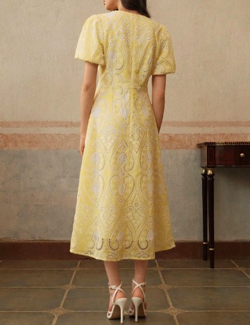 Rochie medie Anewsta, galben