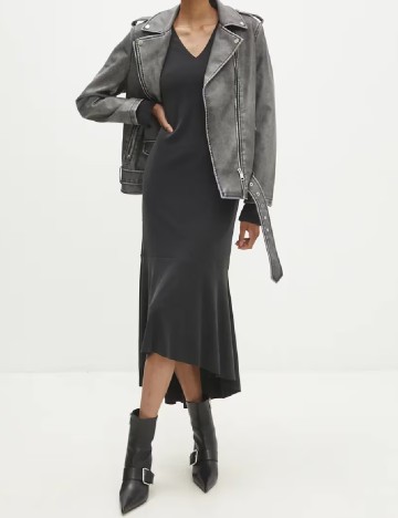 Rochie medie Answear LAB, gri inchis