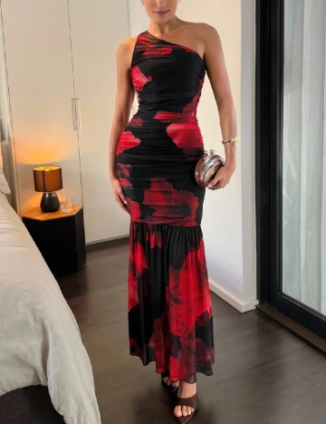 Rochie lunga SHEIN, negru/rosu