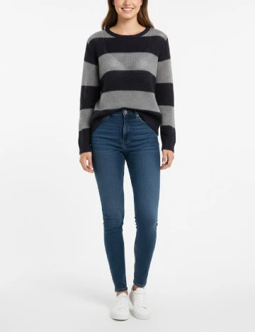 Pulover Zara, bleumarin/gri